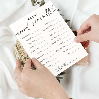 Bridal Shower Bingo, What Will The Bride to Be Receive, 25Pcs Bridal Bingo Game Cards, Engagement Party Games for Guests, Minimalist White Wedding Party Supplies - A18