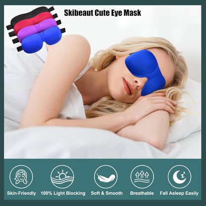 SkiBeau Cute 3D Sleeping Eye Mask Funny Blindfold 2 Pack Travel Sleep Masks Super Soft Weird Eye Cover for Men Women and Kids
