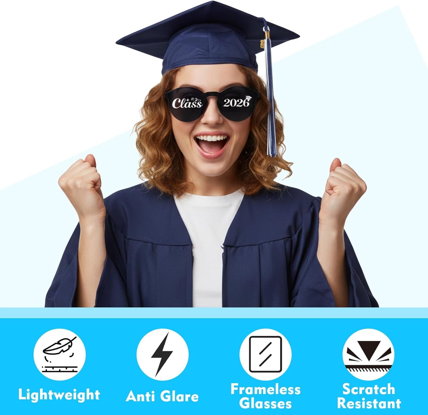 Vegove 12PC Class of 2026 Graduation Sunglasses - Prom Costume Eyewear Party Photobooth Props for Grand Celebration Supplies