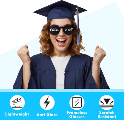Vegove 12PC Class of 2026 Graduation Sunglasses - Prom Costume Eyewear Party Photobooth Props for Grand Celebration Supplies