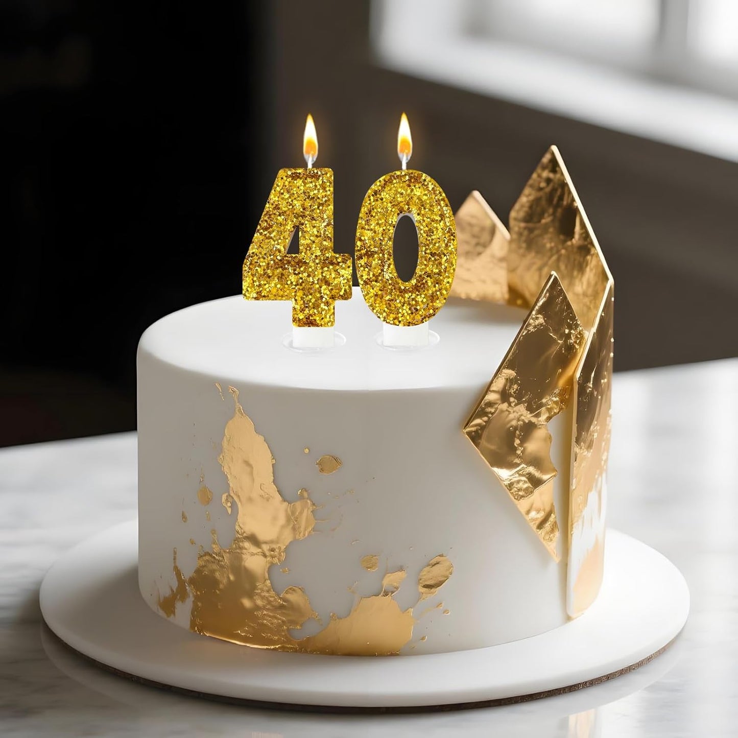 Birthday Number Candles, Glitter Number Candle Cake Decorations with Sequins, Cupcake Decorations for Girls, Women, Party Anniversary Celebrations (Number 6, Purple)
