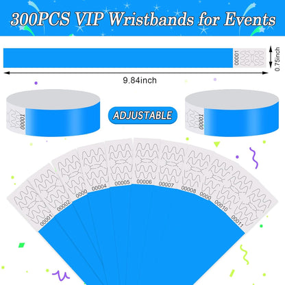 300 Pack Paper Wrist Bands for Events Waterproof Wristbands Lightweight Festival Identification Arm Bands Neon Adhesive Event Bracelets for Party（Black）