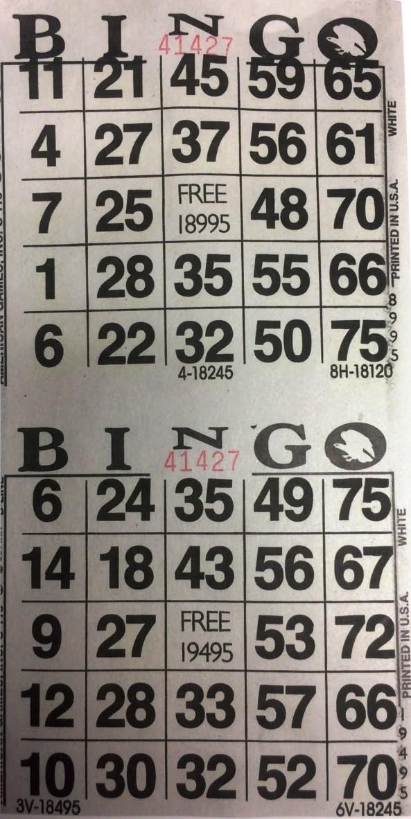 3000 Paper Bingo Cards-2 Cards per sheet-1500 Sheets [Choose Color Below]