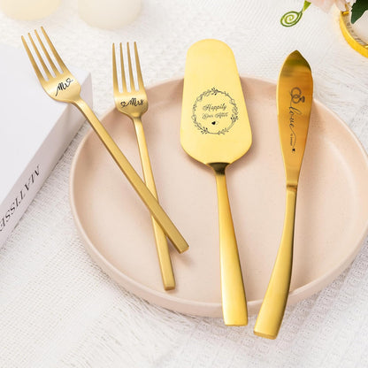 Cake Cutting Set For Wedding, Wedding Cake Knife And Server Set, Mr And Mrs Forks And Cake Cutter Set For Wedding, Bridal Shower Gifts, Engagement Gifts For Couples (Silver)