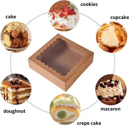 24 pcs12x12x3 Inch Bakery Boxes with Window, White 12 inch Cake Pastry large Pie Cookie Box for Dessert,strawberry,Chocolates Boxes