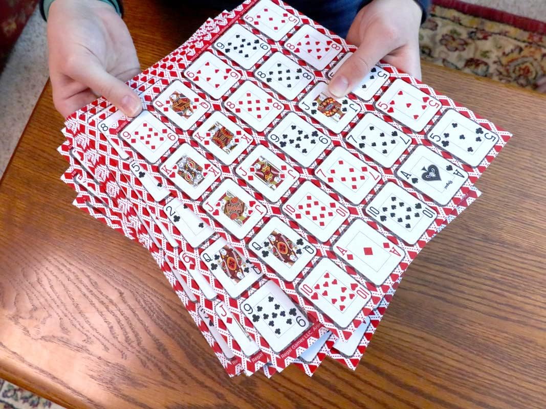 Regal Games - Poker Keeno Bulk Game Set - Includes 12 Two-Sided Boards, 200 Scoring Chips, 1 Deck of Standard Poker Cards - 24 Unique Board Layouts- Casino Night Card Game- Compatible with Poker Keno