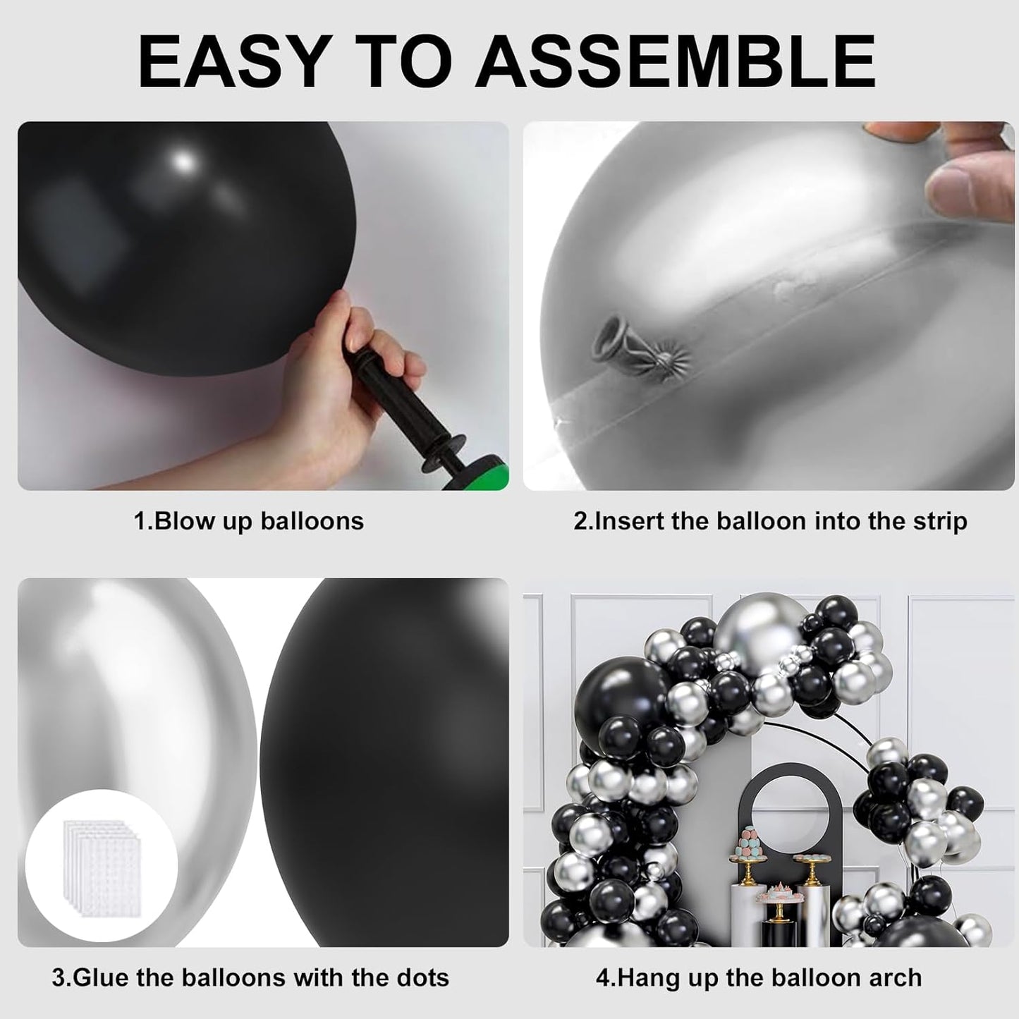 Black and Gold Balloons Garland Arch Kit, 134pcs Black and Metallic Gold Balloons with Different Size for 2026 Graduation Decorations, New Year, Birthday, Anniversary Party Decorations