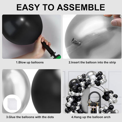 Black and Gold Balloons Garland Arch Kit, 134pcs Black and Metallic Gold Balloons with Different Size for 2026 Graduation Decorations, New Year, Birthday, Anniversary Party Decorations