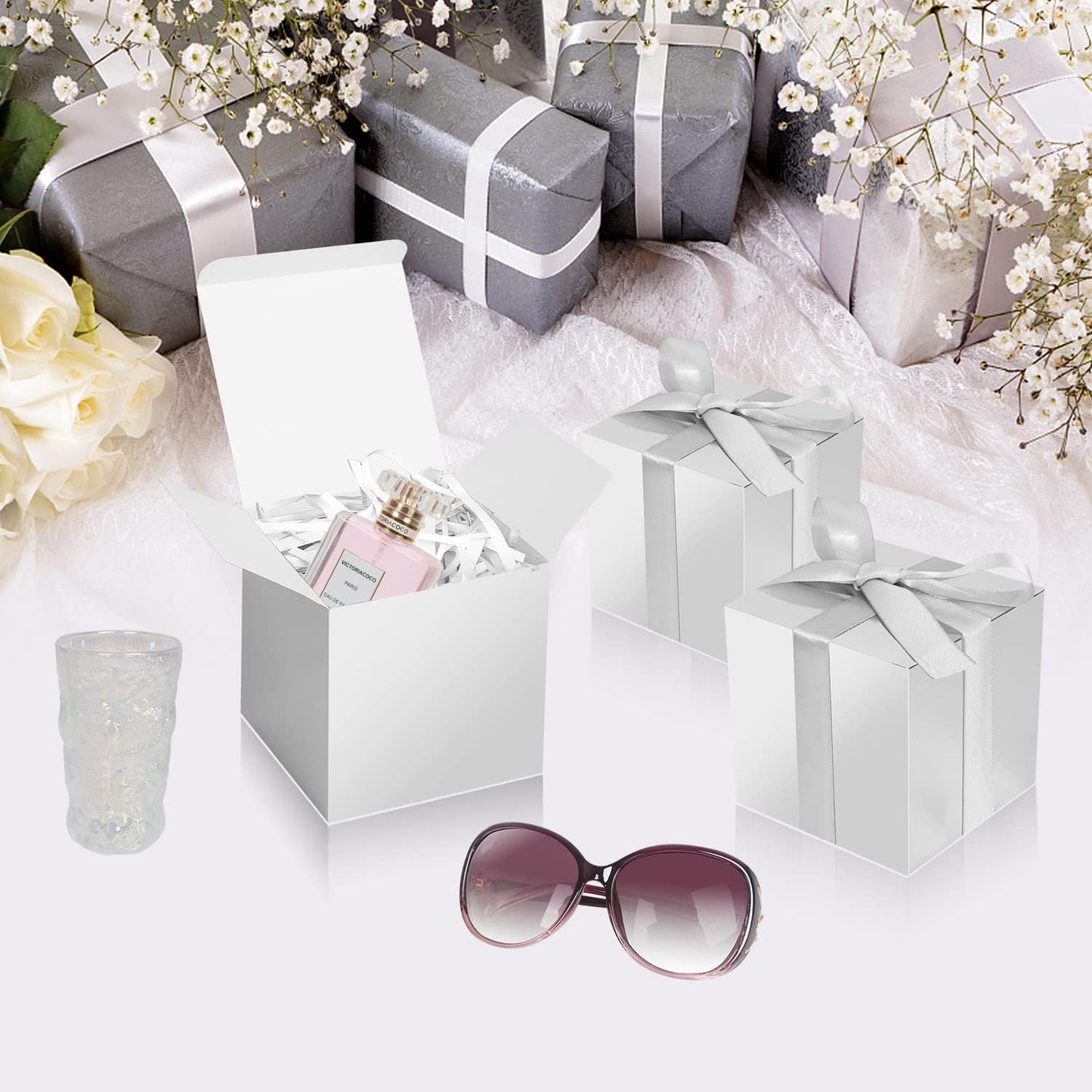 100 Pack Small Gift Boxes, 2x2x2 Inches Favor Boxes Gold Paper Gift Boxes with Lids for Presents, Crafting, Cupcake Boxes, Gifts, Candy Boxes for Wedding Party Bridal Shower Baby Shower Favors