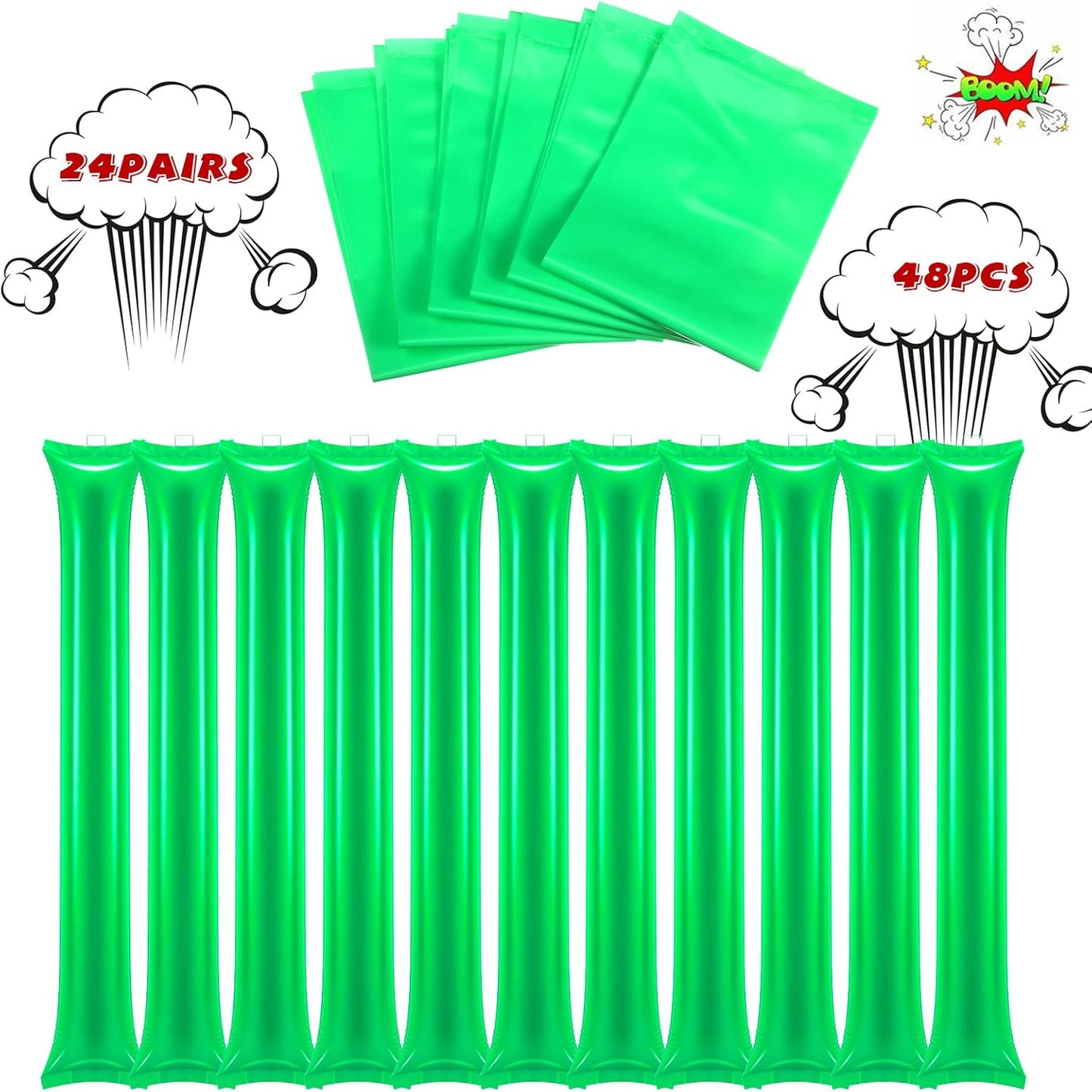 Civaner 48 Pcs Thunder Stick Team Spirit Boom Stick Cheering Accessories Cheerleading Spirit Noise Maker Plastic Clapper Inflatable Noise Maker Sports Supply(Orange)