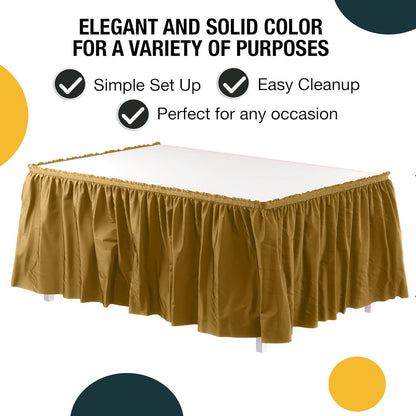 Exquisite Ruffle Table Skirt Black 6 Pack 14 Ft Long Table Skirts for Rectangle Tables 6ft Plus or Round Tables Skirts with Adhesive Strip for Gender Reveal Decor & Happy Birthday Parties