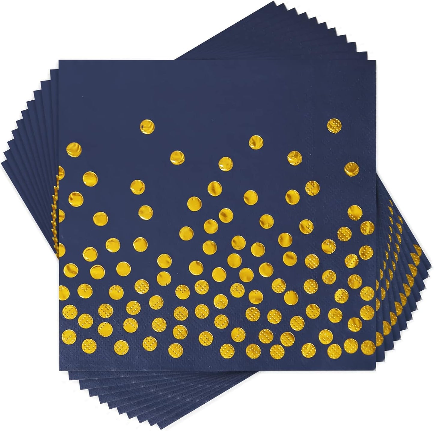 100PCS Blue Party Napkins Gold Dot Cocktail Paper Napkins Beverage Napkin for Birthday Wedding Dinner Disposable Supplies