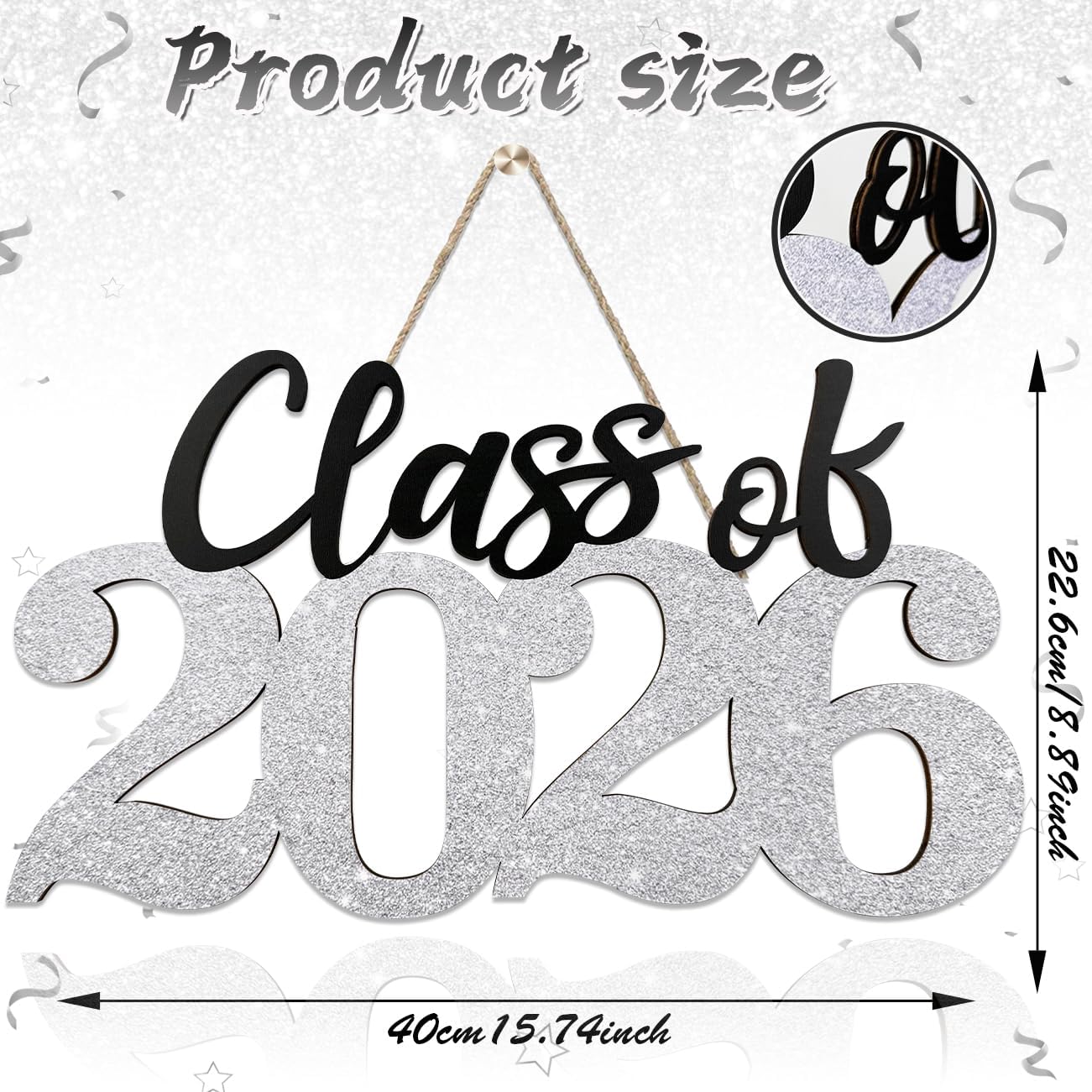 Class of 2026 Wooden Sign Graduation Party Decorations 2026 White Graduation Photo Booth Prop Senior2026 Sign for High School College Party