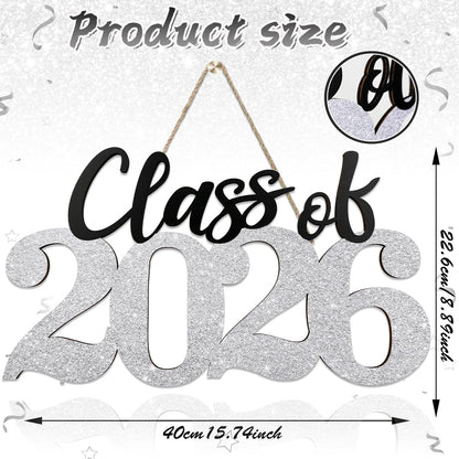 Class of 2026 Wooden Sign Graduation Party Decorations 2026 White Graduation Photo Booth Prop Senior2026 Sign for High School College Party