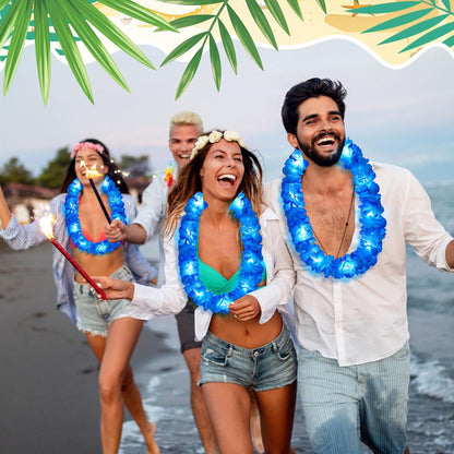 Sherr 24 Pcs LED Leis Light Up Purple and Gold Hawaiian Flower Necklaces, Graduation 2026 Party Supplies, Class of 2026 Leis for Beach Wedding Luau Glow Party Favors