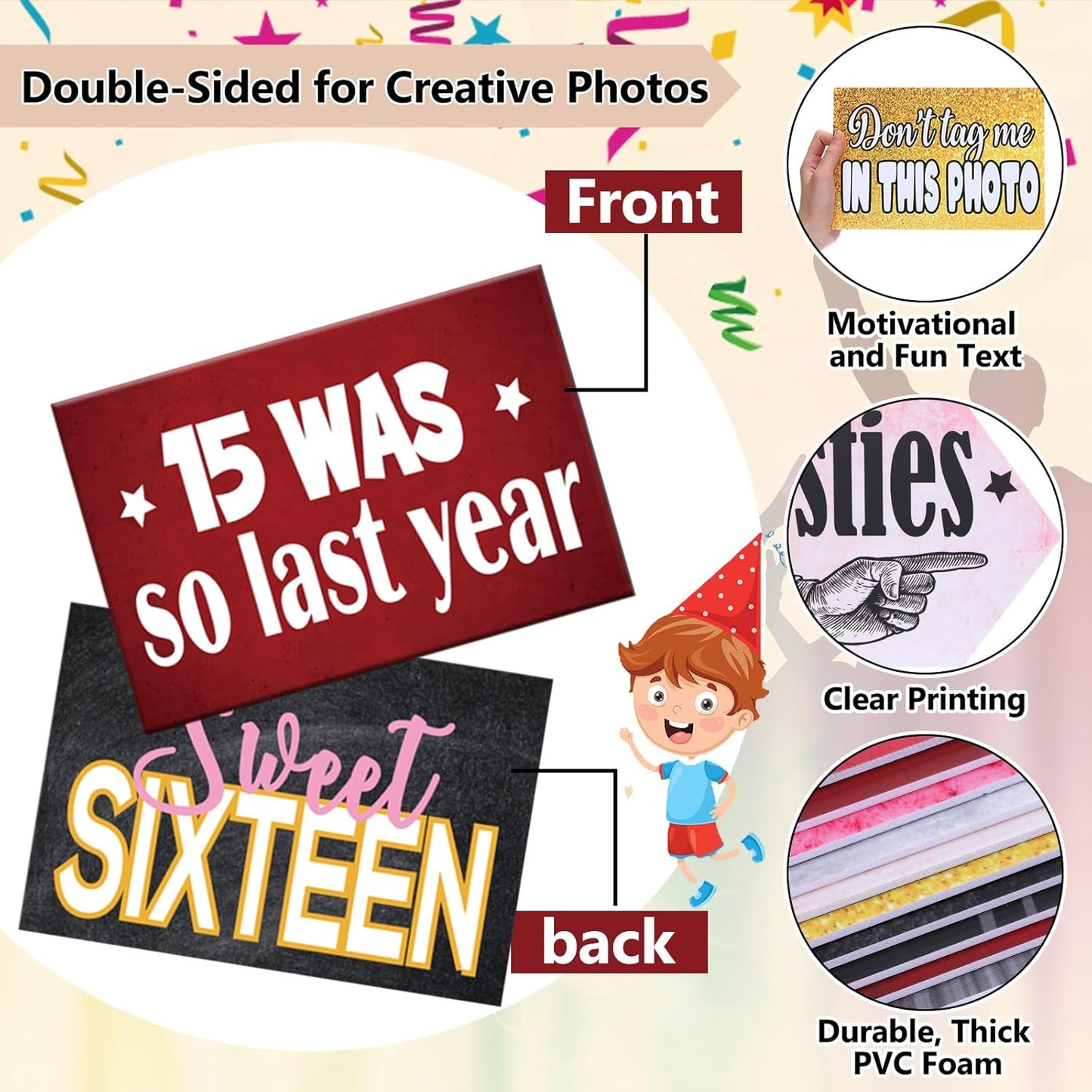 Beeveer 24 Design Wedding Arrow Photo Booth Props Selfie Props Kit with Double Sided Count PVC Photo Booth for Wedding Party Decorations Bridal Shower Engagement Supplies