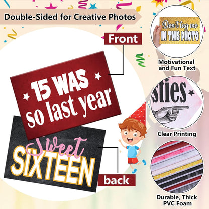 Beeveer 24 Design Wedding Arrow Photo Booth Props Selfie Props Kit with Double Sided Count PVC Photo Booth for Wedding Party Decorations Bridal Shower Engagement Supplies