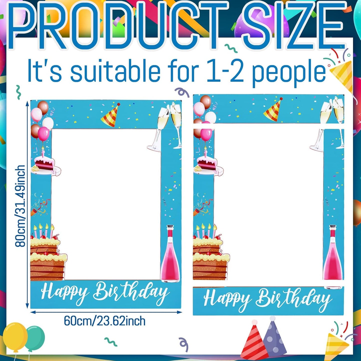 Amyhill 13 Designs Extra Large Birthday Photo Booth Props Include 32 x 24 Inch Photo Booth Props Picture Frame Double Sided Happy Birthday Party Decorations DIY Water Proof Selfie Signs Party Supplies