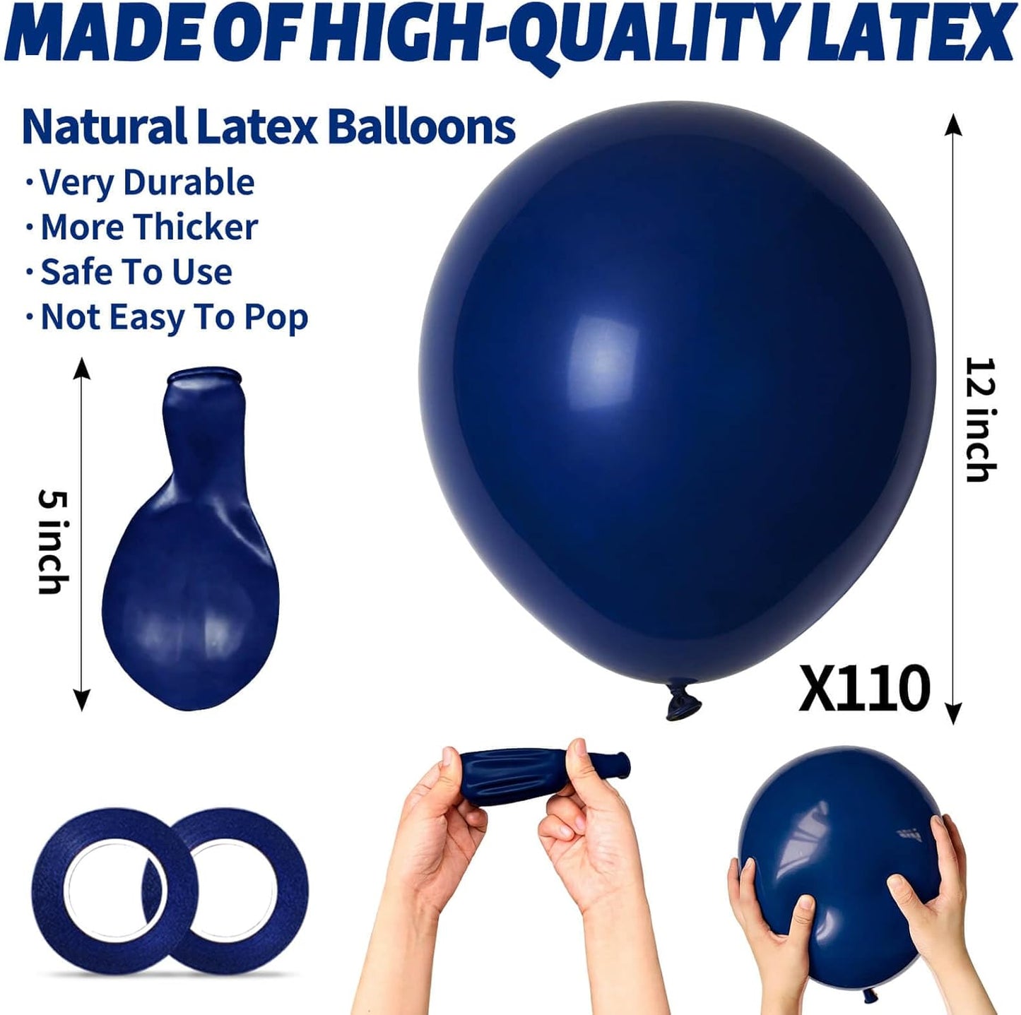 110pcs Black Balloon 12 inch, Black Latex Balloons for Birthday Party Baby Shower Wedding(with 2 Ribbons). - Colors B