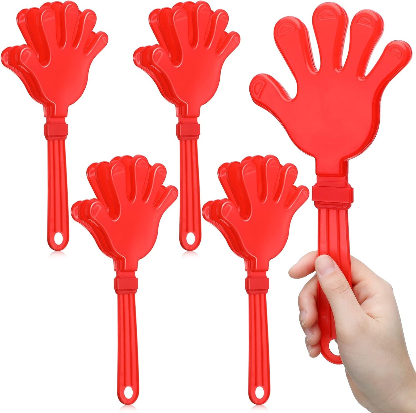 4 Pieces Jumbo Hand Clappers 11 Inch Noise Makers Party Favors Giant Large Hand Clappers Noise Makers for Sporting Events Cheers Ball Dance Basketball Football Noisemakers (Red)
