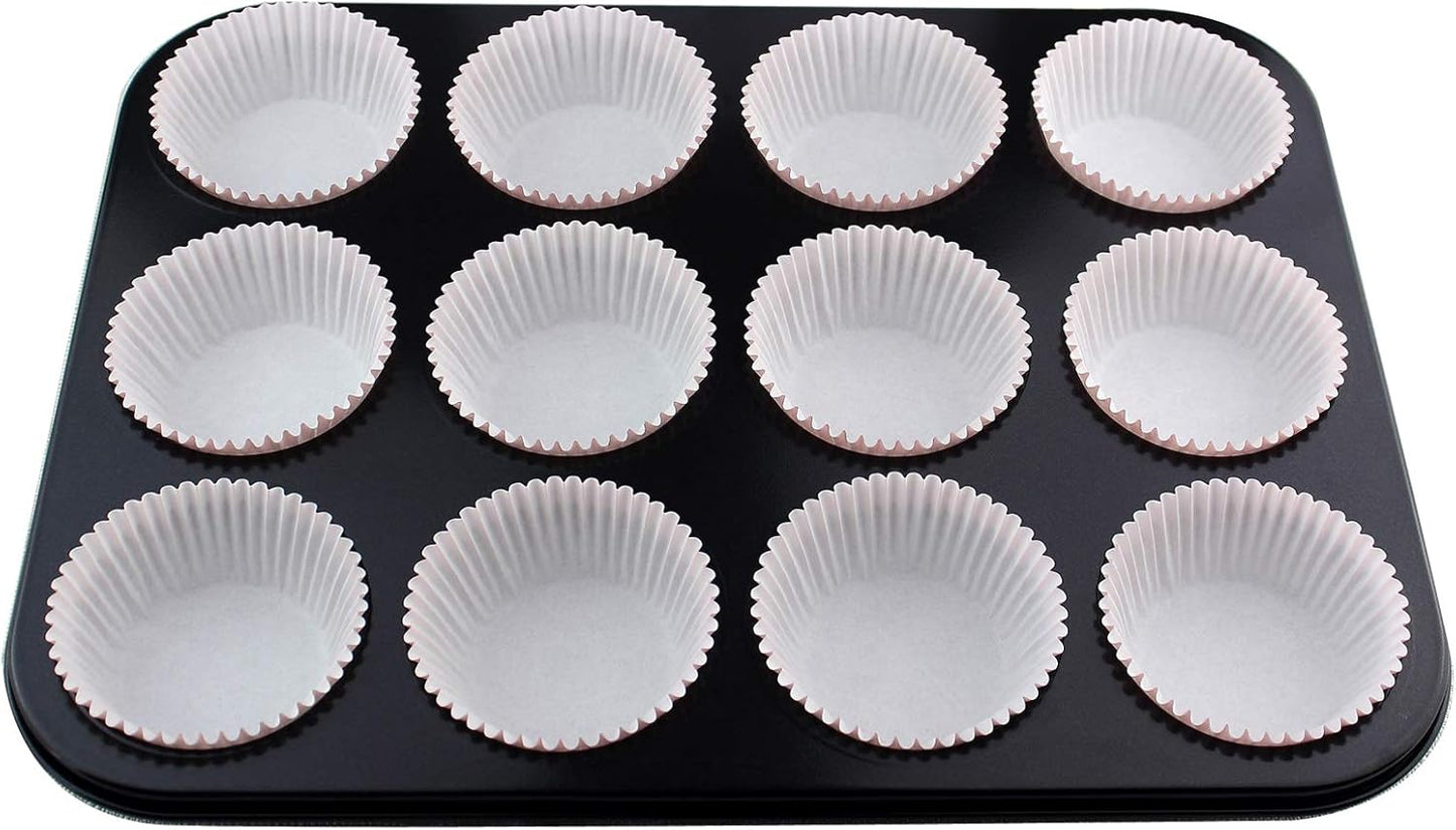 Standard Size Baking Cups Food-Grade Greaseproof Paper Cupcake Liners 200 Pcs (Natural)