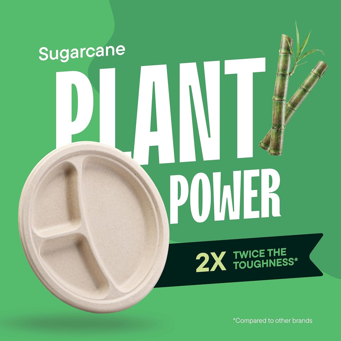 100% Compostable Paper Plates, Heavy Duty Disposable Plates [125-Pack] 9 Inch Plates - Eco-Friendly, Biodegradable Sugarcane Bagasse, Natural Unbleached Brown 9" Dinner Paper Plate Disposable