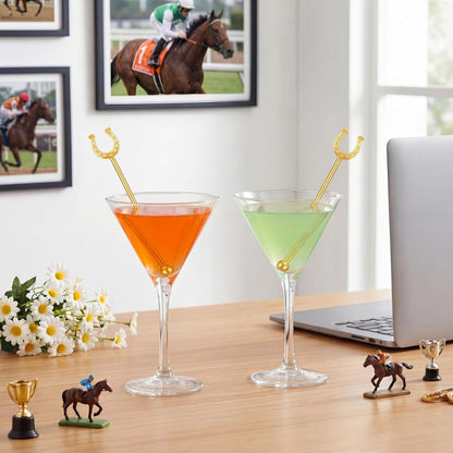 6 Inch Derby Drink Plastic Stirrers Swizzle Sticks for Cocktails Coffee Reusable U Shaped Horseshoe Drink Stirrers for Coffee Beverage Party Bar Weddings Events(Gold,30 Pcs)