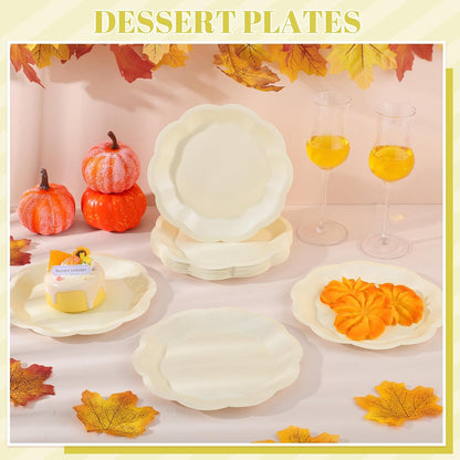 NatNarr 30 Pcs Sage Green Paper Plates, 7 Inch Scalloped Paper Plates Small Dessert Cake Plate Cute Party Plate Disposable Sage Greens Party Supplies for Wedding, Baby Bridal Shower, Birthday