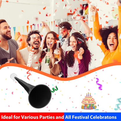 Collapsible Stadium Horn 24 Inch Vuvuzela Plastic Trumpet Blow Horns Noise makers for Sporting Events School Sports Football Games Party Supplies Favors Accessories (Black)