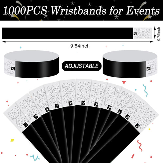 1000 Pcs Paper Wristbands for Events Waterproof Wrist Bands Lightweight Festival Identification Wristbands Neon Adhesive Event Wrist Band for Party