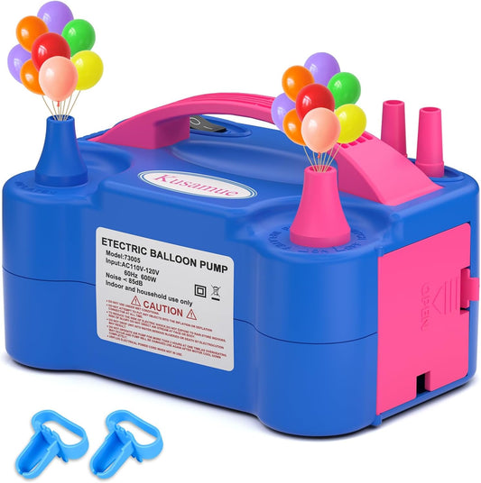 Electric Balloon Pump, Balloon Inflator Machine for Balloons at Home,Quick Inflation Dual Nozzle Balloon Blower Portable Air Balloon Pump Balloons Inflator for Kids Party Decoration (Rose Red)