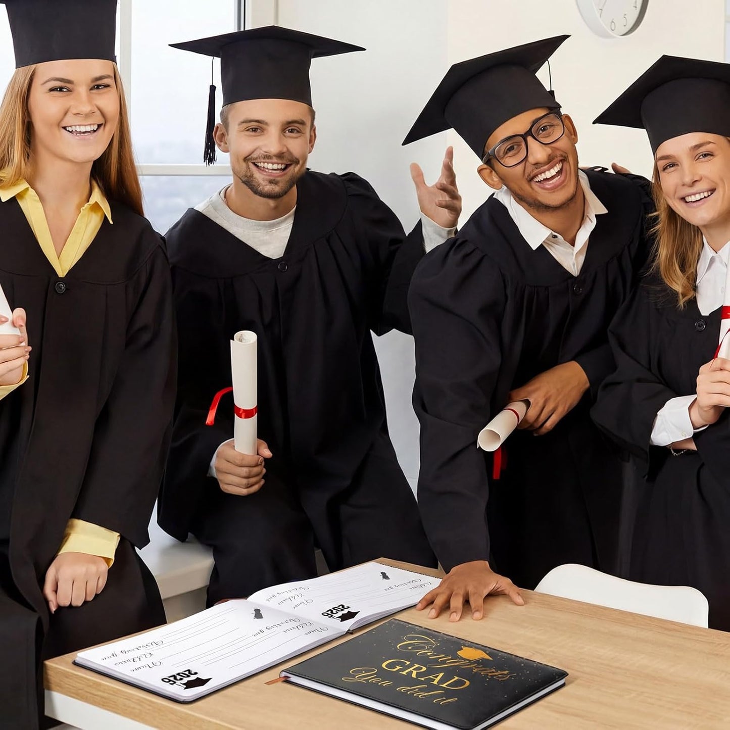 Frienda 2026 Graduation Guest Book Leather Guest Sign in Book with Pen Graduation Party Favors Congratulation Graduates Signature Books(Class of 2026,Black, Gold)