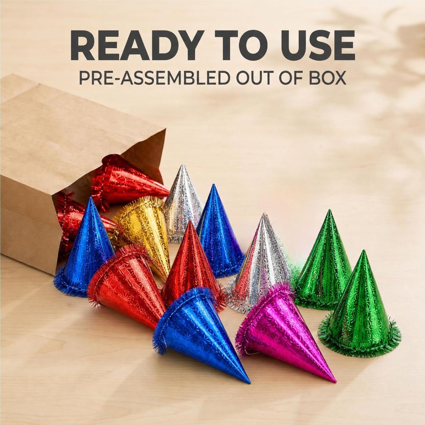 Pre-Assembled Party Hats for Kids, Birthday Hats for Kids & Adults