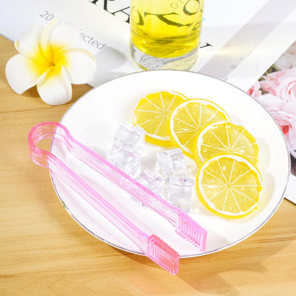 10 Pcs Plastic Buffet Serving Tongs, Clear Kitchen Tongs Mini Serving Utensil Tongs for Food Ice Salad Buffet Barbecue Cookies, 6.3 Inches