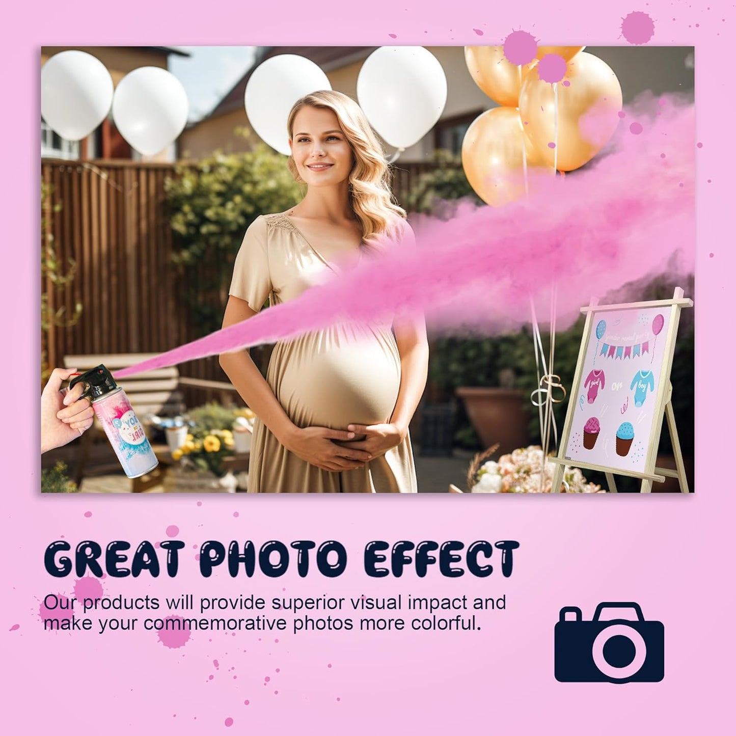 POPUPARTY 2 Pack Pink Gender Reveal Fire Extinguishers with 4 Pack Pink Confetti Cannons for Baby Girl Gender Reveal Party