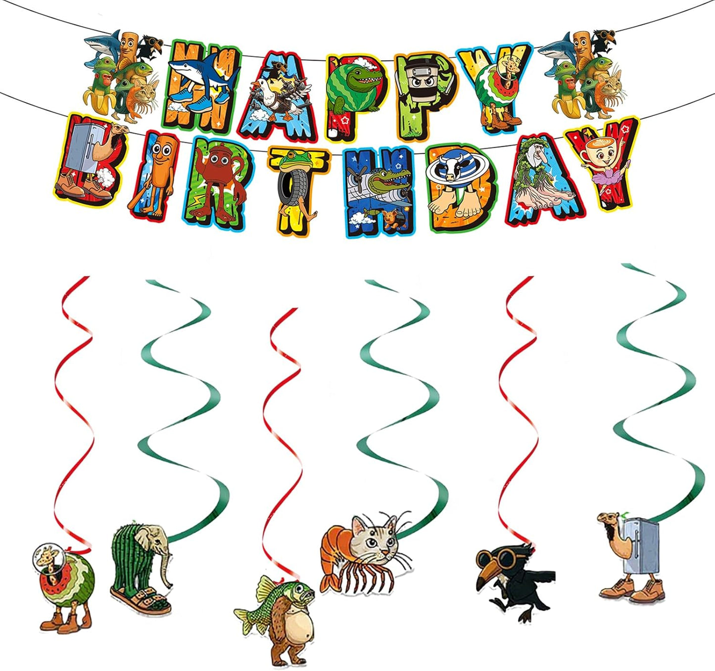 TJLMCORP Italian Brainrot Party Game, Pin the Tail Party Game Set With 24 Stickers and and 2 Blindfolds, Tralalero Themed Birthday Party Supplies, Brain Rot Party Decorations（Tung Tung Tung Sahur）