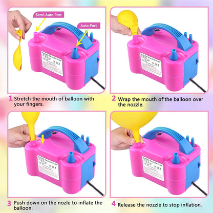 QIPUMP Balloon Pump Electric,110V 600W Balloon Blower Inflator Dual Nozzle Air Pump Balloons Inflator for Decoration, Party, Sport,Gifts:2 Balloon Tying Tools