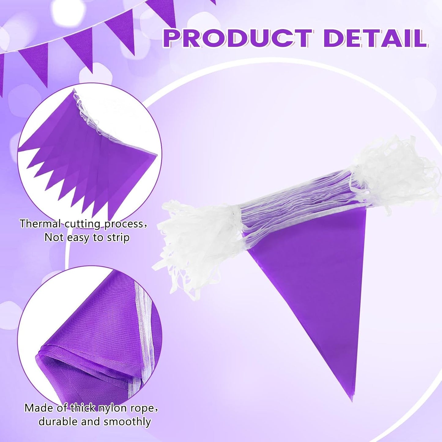 Hahafelt 100 Feet Pennant Banners Flags 75 Solid String Triangle Flags for Grand Opening, Carnival Theme Birthday Party Decoration Outdoor Events Classroom Decoration(Pink)