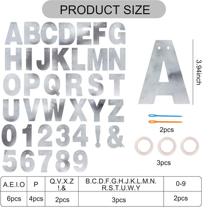 BEISHIDA 116 PCS A-Z DIY Letter Banner Kit Make Your Own Banner Including 111 Letters and Numbers 3 Rope and 2 Threading Device,Customized for Birthday Graduation Wedding Decor Black