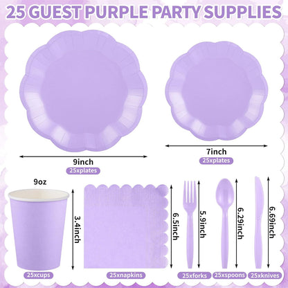 NatNarr 175 Pcs Sage Green Plates and Napkins Set, 25 Guest Sage Green Party Supplies Include Scalloped Paper Plate Napkin Cup Forks Knives Disposable Plastic Cutlery for Wedding Baby Shower Birthday
