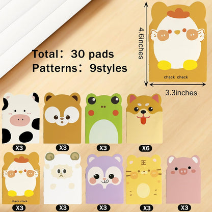 30 Packs Mini Animal Notebooks, Cute notebooks for kids Bulk Cartoon Frog Puppy Pig Chick Cow Notepad Themed Party Favors for School Christmas Supplies