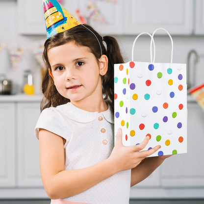 BLEWINDZ 32 Pieces Gift Bags with 32 Tissues, 8 Colors Party Favor Bags with Handles, Rainbow Gift Bag for Wedding, Birthday, Party Supplies and Gifts