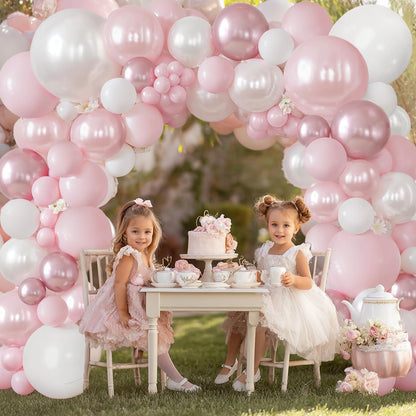 Rose Gold Balloon Garland Kit, Nude Pastel Pink Metallic Gold Matte White Balloons Gold and Rose Gold Confetti Balloons for Valentines Day Wedding Bridal Shower Party Girl Birthday Decorations