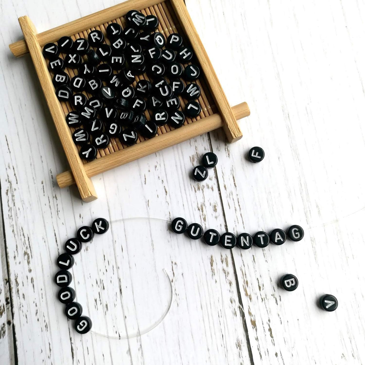 Amaney 1400pcs Glow Letter Beads, Heart Beads Whit Elastic Beading Cord,4x7mm Round Acrylic Alphabet Beads for Friend Bracelet Jewelry Making