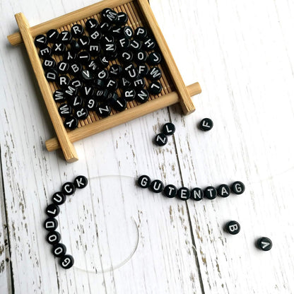 Amaney 1400pcs Glow Letter Beads, Heart Beads Whit Elastic Beading Cord,4x7mm Round Acrylic Alphabet Beads for Friend Bracelet Jewelry Making