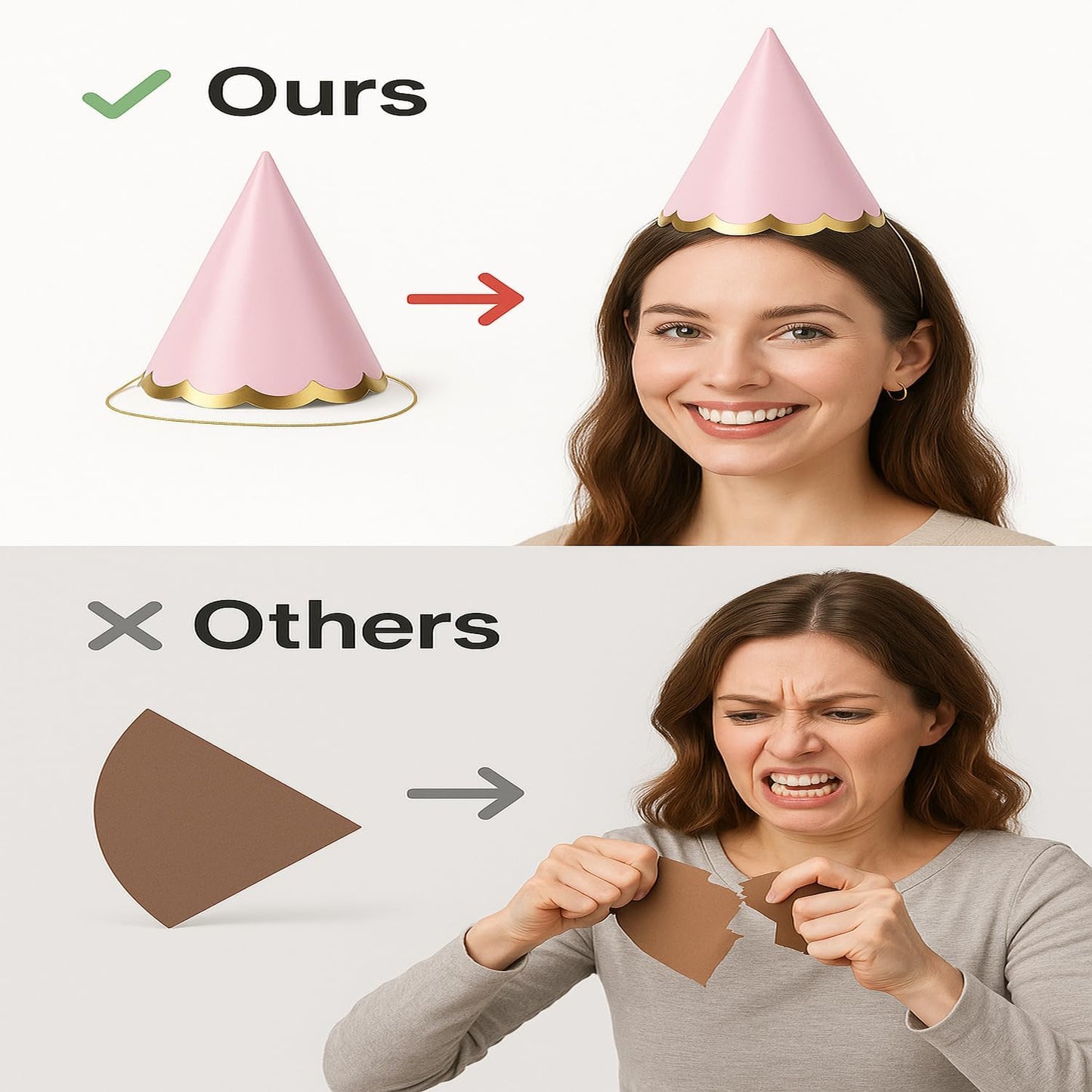 Pre-Assembled Pastel Party Hats for Kids, Birthday Party Hats for Adults