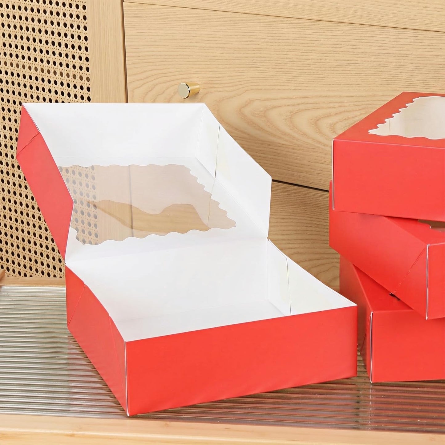 24 pcs12x12x3 Inch Bakery Boxes with Window, White 12 inch Cake Pastry large Pie Cookie Box for Dessert,strawberry,Chocolates Boxes