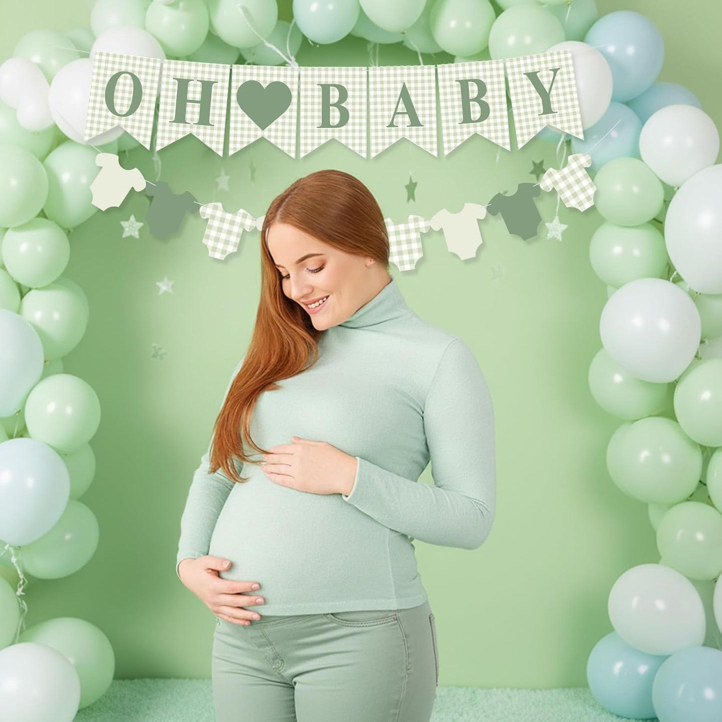 Hahafelt 1 Pcs Blue Gingham Welcome Baby Boy Banner for Baby Shower Party Decorations Pre Strung Gender Reveal Paper Banner for Table, Wall, Mantel Display Party Decor Supplies