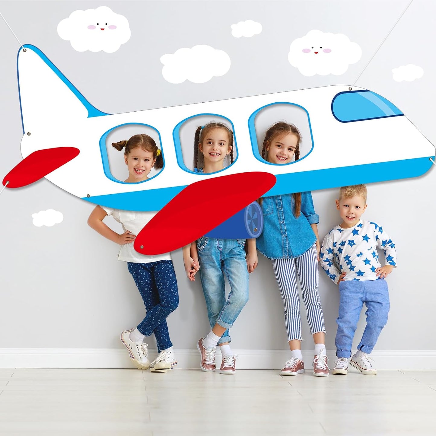 Airplane Birthday Party Decorations Airplane Shaped Photo Prop Selfie Frame Large Fabric Aircraft Backdrop Banner Plane Themed Photo Booth Prop Background for Kids Baby Shower Birthday Party Supplies