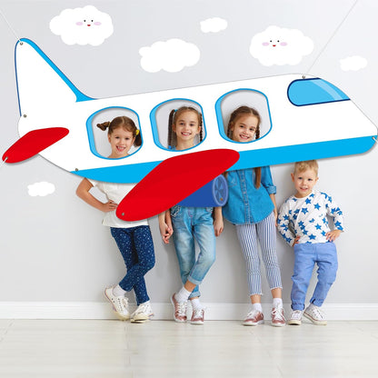Airplane Birthday Party Decorations Airplane Shaped Photo Prop Selfie Frame Large Fabric Aircraft Backdrop Banner Plane Themed Photo Booth Prop Background for Kids Baby Shower Birthday Party Supplies